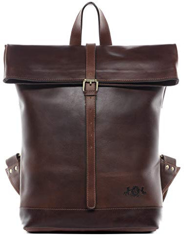 SID & VAIN Rucksack echt Leder Jay Backpack Tagesrucksack Kurierrucksack 15.4 Zoll Laptop Lederrucksack Laptopfach 15,6 Zoll Lederrucksack Herren, Dunkelbraun
