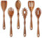 KARRYOUNG Lot de 6 cuillères en bois d'acacia pour la cuisine, ensemble d'ustensiles de cuisine en bois, spatule en bois, cuillère à fente et à pâtes, cuillères de cuisine en bois massif