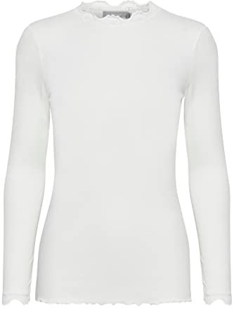 fransa FRHIZAMOND 8 Damen Longsleeve Langarmshirt Shirt Spitzendetails an den Ärmeln Saum Kragen Tight Fit mit Stretch, Größe:2XL, Farbe:Antique (110602)