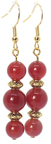 Schicke und klassische Thurcolas-Ohrringe aus rotem Karneol und goldenem Edelstahl