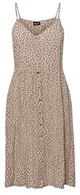 PIECES Damen Pctala Slip Dress Noos Bc, Indian Tan/AOP:Leo, M