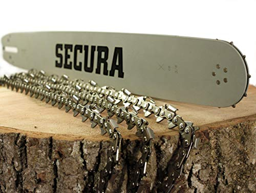 SECURA Schwert + 3x Sägekette kompatibel mit Dolmar PS32 35cm 3/8LP 1,3 mm 52 TG 412035661 Motorsägen