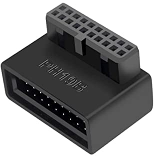SHANFEILU USB 3.0 90 Degree Motherboard Adapter 19 Pin/20 Pin Male to Female Extension Adapter L Turn Right Angle Socket for Desktop Motherboard (Down Angle PH19B)