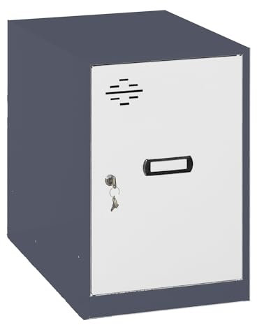 Simon Rack Casier Vestiaire Metallique Petit, 475x300x500 mm, Armoire Metallique Petit, Comprend la Clé, Anthracite/Blanc - Simonlocker
