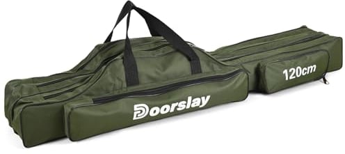 doorslay Fishing Rod Case Three Layers Fishing Rod Bag Oxford Portable Folding Fishing Pole Bag Outdoor Waterproof Tackle Storage Travel Bags Carry Organizer for Fishing Camping Hiking