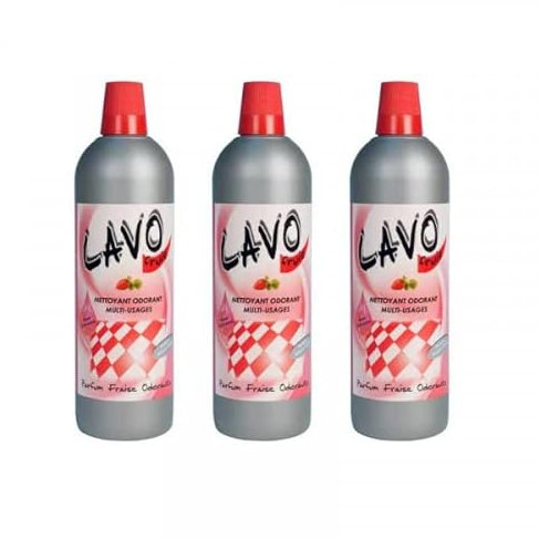 Lot de 3 bidons de nettoyant Odorant Multi-Usages Fraise 1L - Lavo Fruit