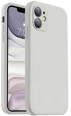 Vooii Compatible with iPhone 11 Case, Upgraded Liquid Silicone with [Flat Edges] [Camera Protection] [Fit for Battery Charger Cases] Phone Case for iPhone 11 6.1 inch - Stone