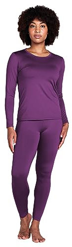 LAPASA Damen Innenfleece Thermounterwäsche Set, Thermooberteil & Thermohose Leggings Funktionsunterwäsche Sets, L41 Violett, M