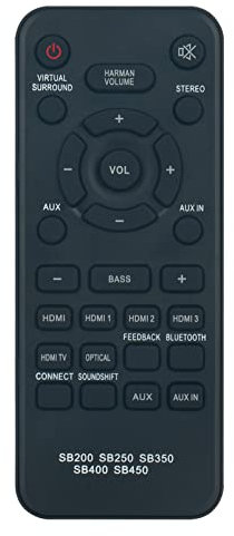 Replacement Remote Compatible with JBL Home Cinema soundbar Speaker subwoofer 93040001600 SB200 SB250 SB350 SB400 SB450