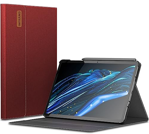 INFILAND Hülle für Samsung Galaxy Tab S10 FE/S9 FE 10.9/S9 11 Tablet, mit S Pen Halter, Ultra Dünn Multi-Winkel Ständer Hülle, Auto Schlaf/Wach Funktion, Rot
