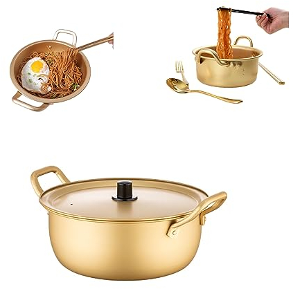 Korea Noodle Pot with No Lid,Korean Ramen Noodle Pot,Pasta Pan,Instant Noodle Bowl,Stainless Steel Pan,Noodle Up - Portable Ramen Bowl for Home,Indoor-12.5cm,4.9''