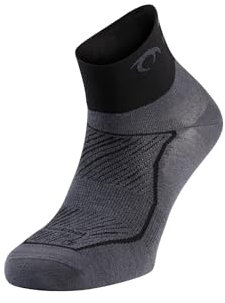 Lurbel Race Three, Calcetines de running, calcetines ligeros, calcetines Anti-ampollas, transpirables, Anti-olor, sin costuras, calcetín tobillero. (Marengo/negro, 45-47)