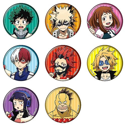 MayDee Badge Périphérique Hero Academia Anime, Broche Ronde en Fer-Blanc 8 De 1 Ensemble, 58mm