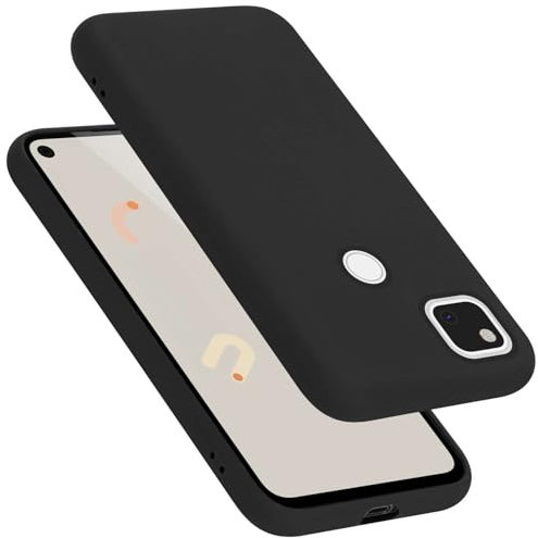 Cadorabo Hülle kompatibel mit Google Pixel 4A 5G Hülle Silikon Handyhülle für Pixel 4A 5G Case aus flüssigem Silikon- Kratzfeste und stoßfeste dünne TPU Schutzhülle - Liquid SCHWARZ