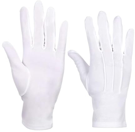 JSKWIKE 2 Paar Weiß Handschuhe Nylon Handschuhe Weiße mit Druckknopf für Formelle Smokings Zeremonielle Teamuniformen Weihnachtsmann