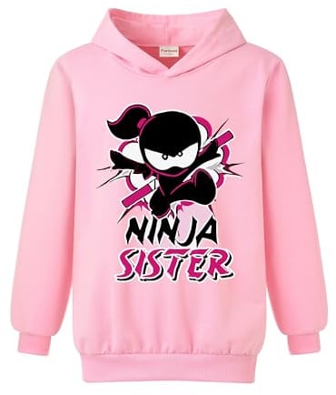 Ninja Kidz Merch Girls Hooide Cotton Tops Kids Pullover Boy Jumpers (Pink,9-10 Years,9 Years,10 Years)