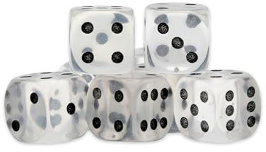 D6 Edelstein-Würfel, 15 mm (6-seitiger Würfel), für Tisch- und Rollenspiele (klarer Quarz)
