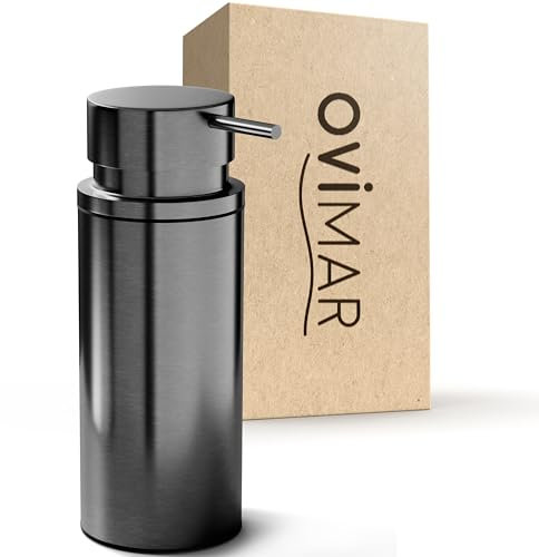 ovimar Seifenspender Galdhoe | Gunmetal | Edelstahl | freistehend ohne Bohren | mit extra großer Öffnung leicht wiederbefüllbar | für das Badezimmer oder die Küche