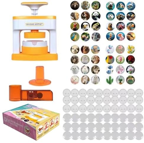 Buttonmaschine, 55mm Button Maker Badge Machine Buttons Selber Machen Pin Maker Machine mit 48 Musterpapier und 48 Abzeichen DIY Button Press Machine Kinder DIY Geschenke