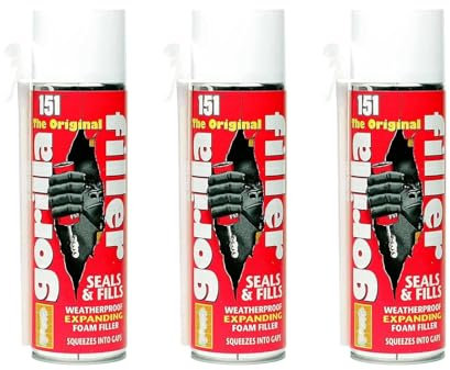 YSAMAX Gorilla Filler Weatherproof Expanding Foam Filler, Securely Seals & Fills, Squeezes Into Gaps, Suitable for Filling, Sealing Gaps & Cavities, Keeps Dust and Pests Aways, 500ML (3 PCS)