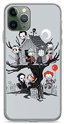 EWINRU Phone Case Transparent Black Glass Horror Compatible with iPhone 15 Pro Max 15 14 14 Pro Max 13 12 Pro Max 11 House Mini 12 7 8 X XS XR 11 Pro Max SE 2022 2020 Accessories
