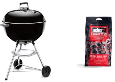 Weber Barbecue Grill à Charbon Bar-B-Kettle, 57 cm avec Couvercle, Support Trépied & Briquettes de Charbon - Sac 8 kg - Charbon de Bois pour Barbecues Weber - Combustible BBQ - Qualité Premium