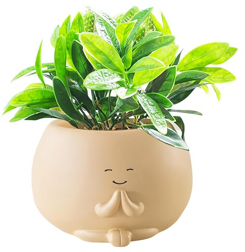 Blumentopf Kopf Gesicht,Blumentopf Sukkulenten Blumentopf Pflanze Deko,Lustige Blumentöpfe Kaktus Pflanzgefäß mit Ablaufloch,Blumenübertöpfe für Indoor Outdoor Home Balkon Gartendeko