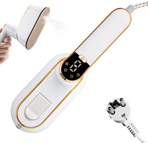 Dampfglätter, Tragbares 2-in-1 Dampfbürste mit Um 180° Drehbarem, Faltbarem Griff und LCD-Bildschirm zur Schnellen Faltenentfernung für Zuhause, Büro, Reisen