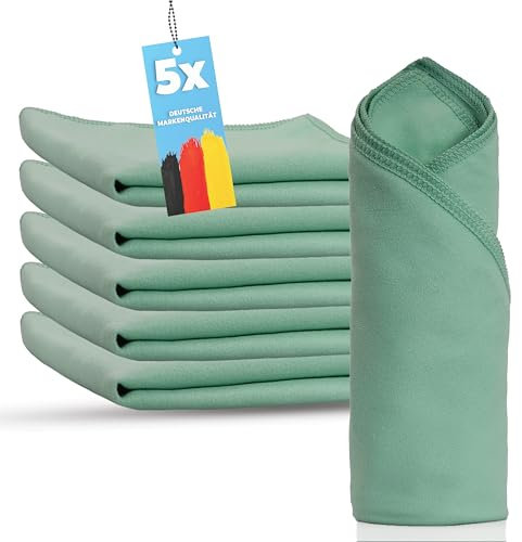 limpando 5 X Premium Möbel Poliertuch - 40x40 cm- Reinigung ohne Fusseln, Ideal für Möbel, Glas und Holzöl, Hochwertiges Poliertuch für Strahlenden Glanz