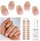 DUKASOU Semi-Cured Gel Nail Strips, 22 Pieces Real Nail Polish Stickers, Gel Nail Stickers, Decals, Long-Lasting Nail Polish Strips for Women and Girls(Sparkling Gold Dust)