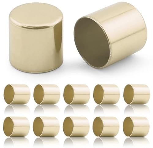 Ganzoo Endkappen aus Metall / 10er Set/für 10mm PPM Seil, Tau, Schmuck, Kordelende bei Hundeleine, Halsband, Kette, Farbe: Gold Glanz