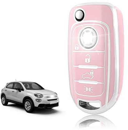 TOOMUME Cover Chiave TPU, Custodia Chiave Adatto per Fiat 500X 500L 500 Tipo Egea Toro Cronos Mirror Lounge Punto Jeep Renegade Dodge Neon, Copri Chiavi Guscio Chiave Auto Telecomando - Flip Key