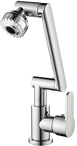 AGSYFFD Rubinetto da cucina, rubinetto girevole a 1080°, rubinetto cromato a braccio robotico, 2 modalità di erogazione, acqua calda e fredda per cucina, rubinetto per lavello bagno