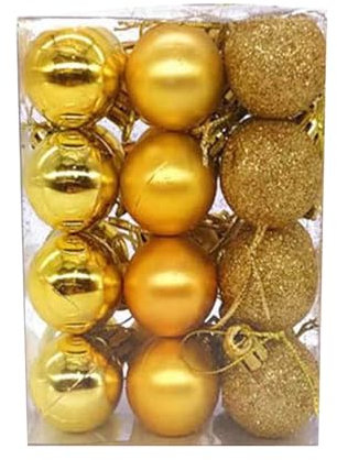 Christmas Baubles, 48 pcs Christmas Balls Ornaments for Christmas Tree Small Shatterproof Hanging Ball Baubles for Xmas Holiday Wedding Party Decorations Home Festival Decors (Yellow)