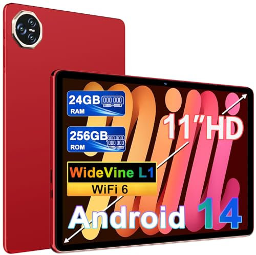 Dghrti 2025 Tablet 11 pollici da Touch Android 14, 24GB RAM + 256GB ROM (2TB TF), Octa-Core, UFS 2.2 Flash, FHD IPS, 8000 mAh, Suono 3D, 13MP + 5MP, Dual WiFi, BT 5.0, Widevine L1, Face ID, Rosa