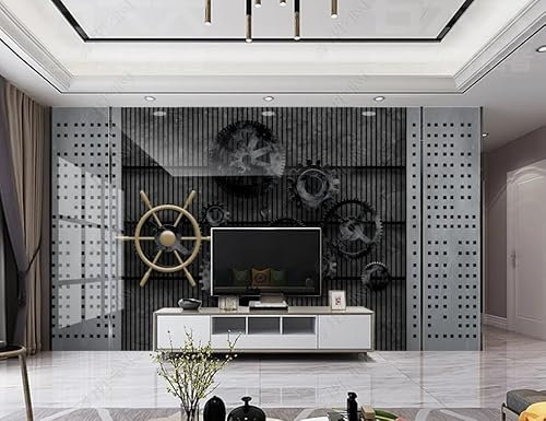 Fototapete 3D Effekt Tapetewindrad Uhr Aus Metallvliestapeten Tapete Schlafzimmer Wohnzimmer Fototapete 3D Tapete 250Cm(W)*175Cm(H)