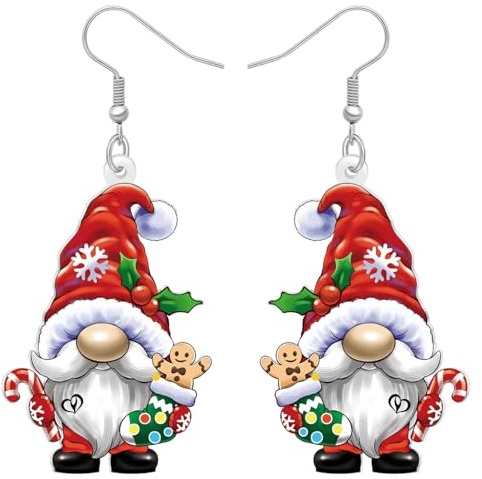 DALANE Acryl Niedliche Weihnachten Gnome Ohrringe Urlaub baumeln Gnome Geschenke für Damen Mädchen Dekorationen, lustige Lebkuchen Kekse Festival Xmas Baum Winter Schmuck Zubehör