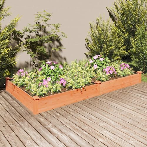 Xichuzi Hochbeet mit Einsatz Braun 240x120x25 cm Massivholz Tanne, Palettenrahmen, Hochteich, Gemüsebeet, Kräuterregal Balkon, Blumenbeet, Kräuterspirale, Tomatenbeet, Pflanzhochbeet - 364302