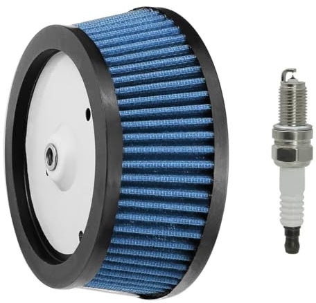 Hippotech Filtro aria HD-0800 29442-99E per Har-ley Davidson Road King Dyna Softail Springer Softail Deluxe FatBoy 103 CI 95 CI Road Glide Electra Glide 29442-99A 29442-99B 29442-99C con candela di