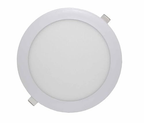 LOWENERGIE 18w LED Round Ceiling Panel Light White Recessed Down Lighting, 225mm Dia, 150w Halogen Equivalent (4000k x 2)