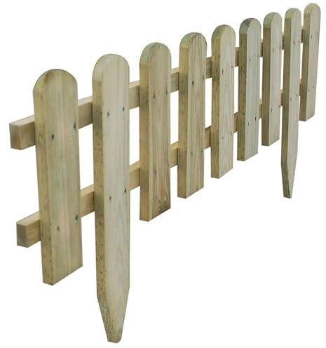 HMIR Wooden Picket Fence Panels – Freestanding Natural Wood Garden Edging for Lawn, Backyard, and Landscaping, Natural Wood Freestanding Picket Panels, Garden Edging Fence (2)