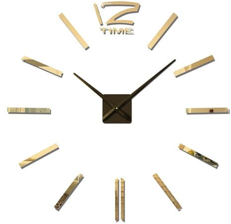 Orologio fai da te - 3D fai da te orologio da parete Decor Sticker Specchio Frameless,Diametro 60 cm formato adesivo decorativo orologio grandi adesivi murali per soggiorno camera da letto decorazioni