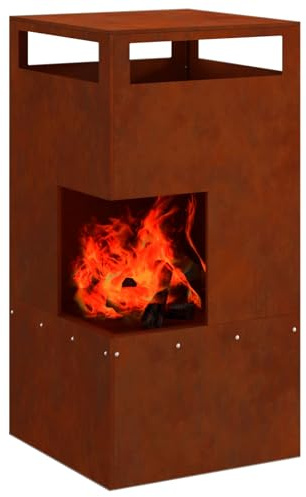 vidaXL Feuerstelle Braun 50 x 50 x 100 cm Wetterfeststahl | Robuster Cortenstahl, der nicht rostet und für jedes Wetter gebaut ist, Tolle Luftzirkulation, die die Flammen lebendig hält,