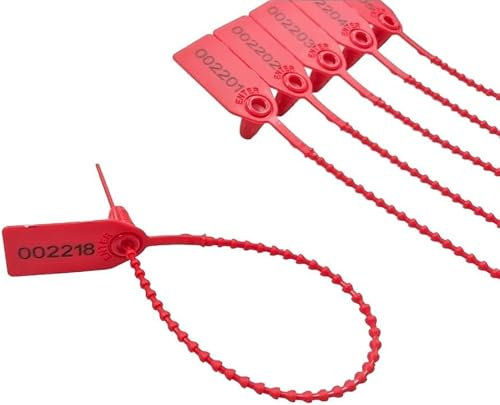 Lot de 200 colliers de serrage numérotés en plastique pour valise, boîtes, 25 cm (rouge, 200 unités)