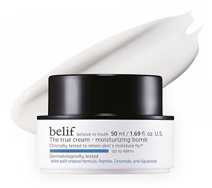 belif Moisturizing Bomb cream， – Ceramid Feuchtigkeitscreme mit Peptiden & Squalan, 48h Pflege, Anti-Aging, stärkt Hautbarriere, K-Beauty (50ml)