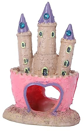 Toddmomy Adorno para Pecera Castillo De Paisajismo Modelo De Castillo De Dibujos Animados Cueva Escondida para Peces Decoración De Acuario Resina 4.52 X 2.95 X 2.36 in Agua Dulce Y Salada