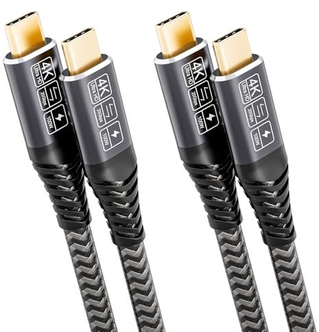 CAKOBLE Cable USB C 3m,[2 Pack] 100W USBC 3.2 Gen2 20 Gbps Carga Rápida,Cable USB C Vídeo 4K@144Hz Compatible Thunderbolt 4/3 pertain iPhone 16, MacBooks,Dock,M3,SSD,eGPU,Laptops,Monitor