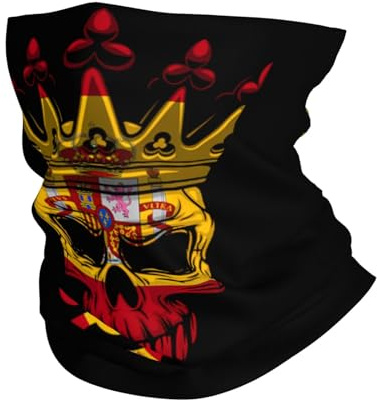 Winddichter Sturmhaube,Spanien Spanische Flagge und Totenkopf,Headwrap Multifunktion Gesichtsschutz für Yoga Motorrad Ski 26X30cm