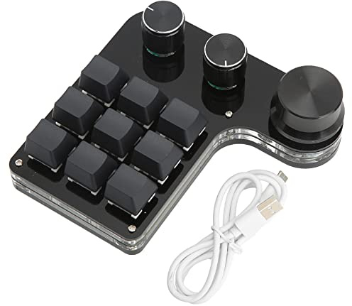 XZXCVN Mini Clavier Gaming 9 Touches avec 3 Boutons Rotatifs RGB, Interrupteurs Blue Switch Programmables - Design Compact, Fonction Retardateur, Compatible PC et Linux
