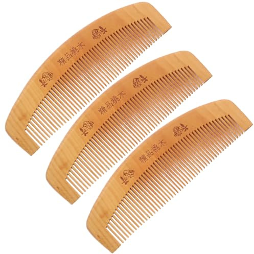 BEBEMOKO 3 Stück Teiliges Antistatisches Holzkamm Natürlichem Holz Hautfreundlich Bruchsicher Ergonomisch Glättend für Zuhause Reisen Geeignet für Haartypen und Empfindliche Kopfhaut